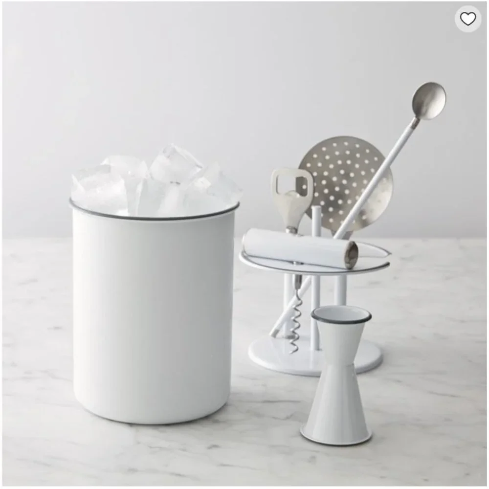 Williams Sonoma 7pc Bar Tool Set Powder Coated Enamel White
